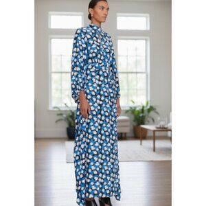 STAUD Women Danica Maxi Blue Floral Dress SMALL